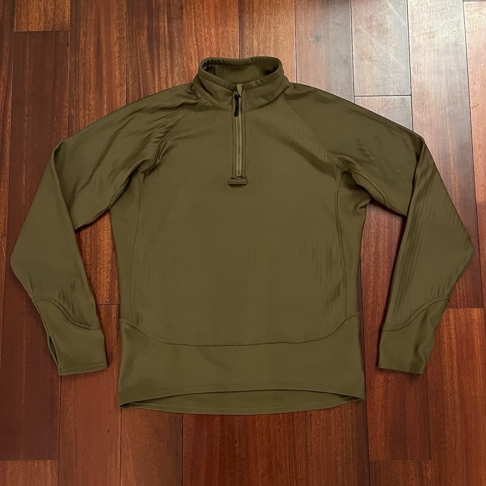 TRU-SPEC 1/4 Zip Men Large Brown Long Sleeve Pullover  Sweater Fleece Grid Soft